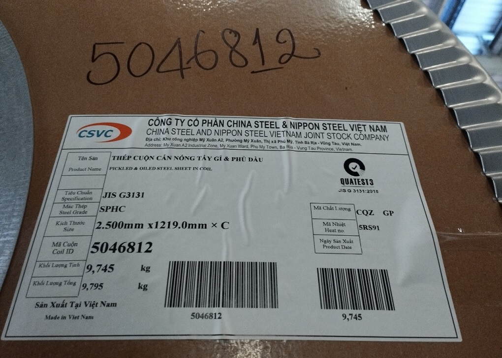 Thép tấm cuộn cán nóng tẩy gỉ và phủ dầu PO Sumikin CSVC